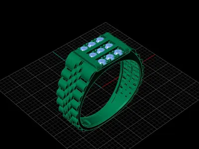 Print Ready STL 3DM  Gents Rings Diamond Men Ring  3D print model 97