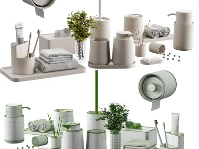 Bathroom-accessories-set-2 bathroom set with toiletries and p... 3D model