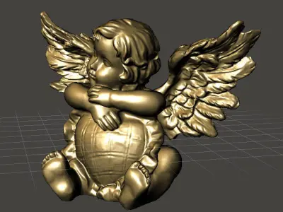 Angel figurine with heart shaped pillow 3D print model