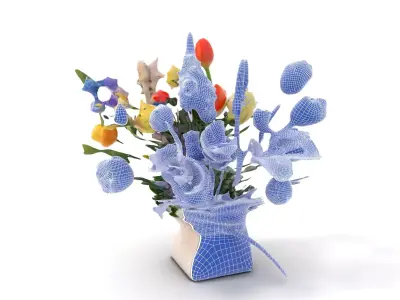 Vibrant Floral Bouquet model pack Low-poly 3D model