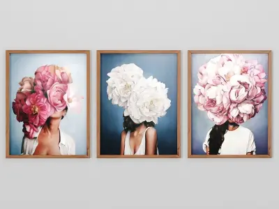 Art Frams 2- 3 Art Flower Head Woman By 3 Frams 3D model