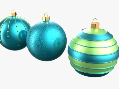 Christmas Tree Ornament Set2 - Turquoise Green  Low-poly 3D model