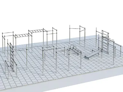 Sports ground with pull up bars 3D model