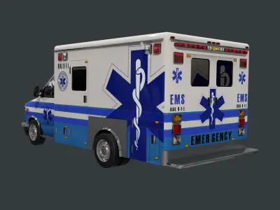 Vehicle Ambulance Rescue Truck Game Ready 01 Low-poly 3D model