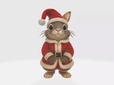 Adorable Christmas Mouse Cute Santa Figurine Festive Holiday 3D print model