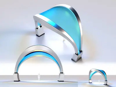 Shade Structure Architectural Structure with Grass and Steel 3D model