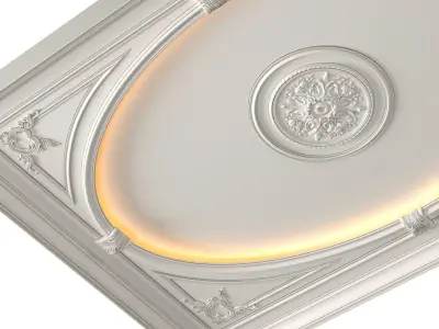 Coffered round ceiling with lighting in a classic style 3D model