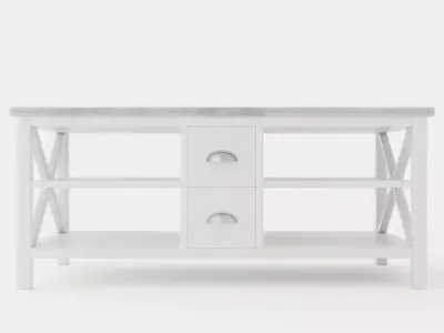 Mikael Coffee Table 120 Cm With Drawers Gray White Low-poly 3D model