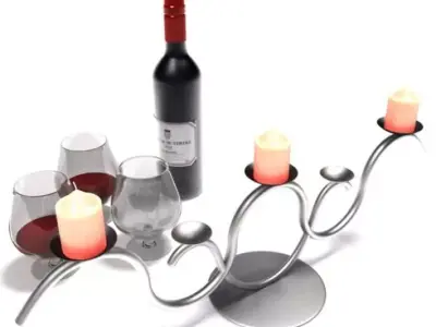 Modern Silver Candle Holder 3D model