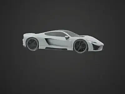 Futuristic Silver Sports Car 3D Model 3D model