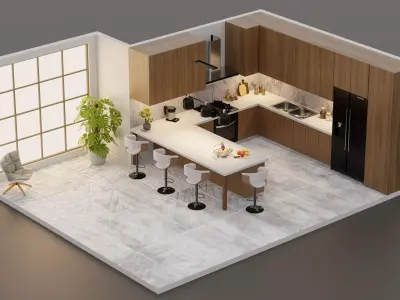 Kitchen isometric interior 3D model