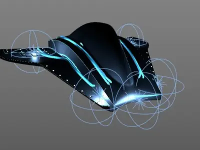 Spaceship futuristic car with lights 3D model