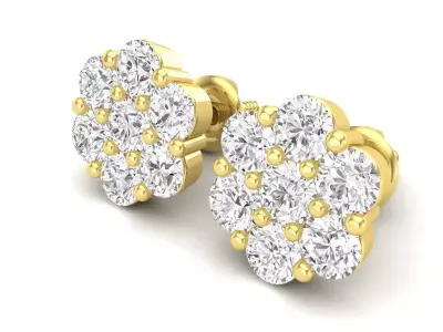AV 722 Diamond cluster earrings 3D print model