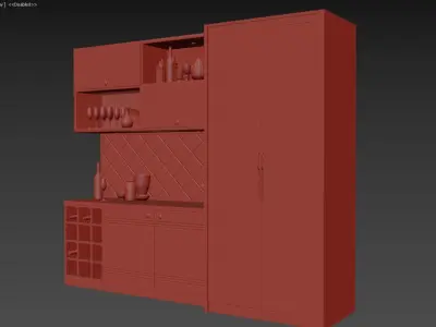 Crockery Unit with Pooja 3D model