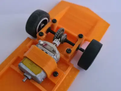 MILLER METEOR - ECTO-1 1959 GHOSTBUSTERS SLOT CAR CHASSIS 3D model