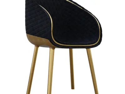 Luxury Velvet Armchair with Gold Accents 3D model