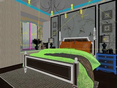 American Style Bedroom Design 3D model