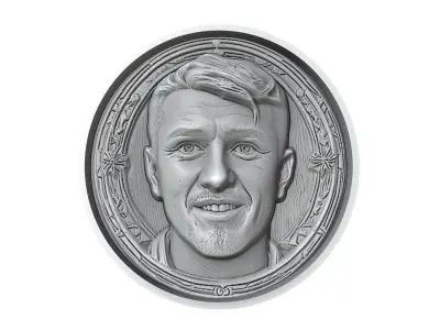 David Villa Footballer Medallion 3D print model