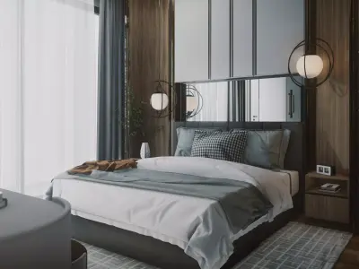 Hill House Interior Scene Bed Room Modern Interior Design 3D model