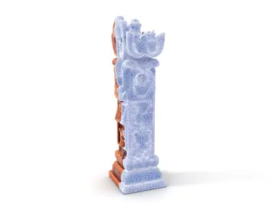 Intricate Wooden Carved Column Model Pack Low-poly 3D model