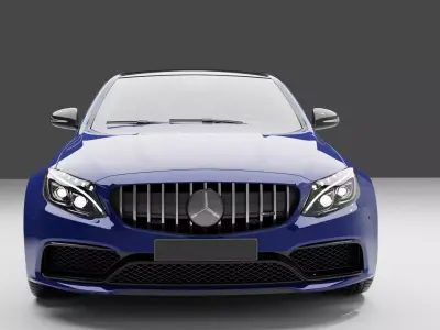 mercedez benz c63 with royal glossy blue edition Low-poly 3D model