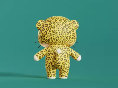 Leopard Cartoon Character Chibi Kawaii  Low-poly 3D model
