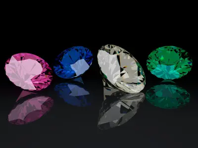 Colored Realistic Diamonds Free low-poly 3D model