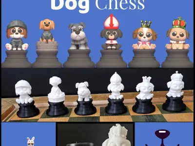 Cute Dog Chess 3D print model