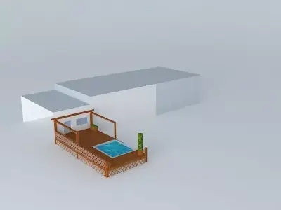 Deck with Hot Tub Pergola, and Seat Bench Free 3D model