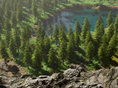 Abandoned Car in Forest Scene 3D model