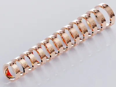 Wedding rings Love Collection All Sizes 3 Stones Version 2  3D print model