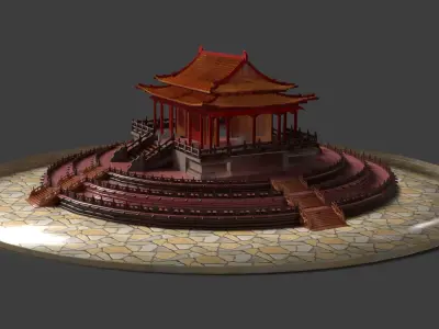 Chinese ancient palace  Low-poly 3D model