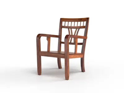 Chinese Art Deco Style Elmwood Armchair 3D model