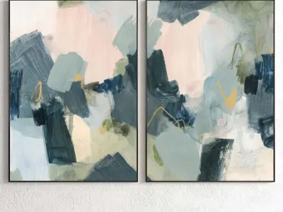 Plaster Two Photo Frame 131 Low-poly 3D model