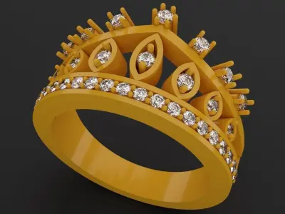 Princess Crown Rings Set 2 3D print model