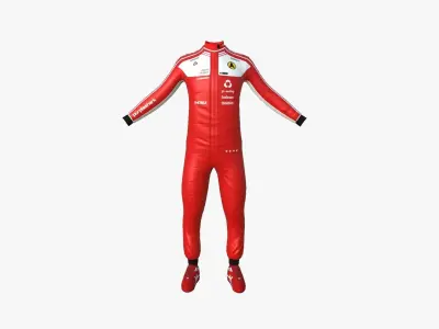 Racing Pilot Uniform A01 Red - Character Clothing Design Low-poly 3D model
