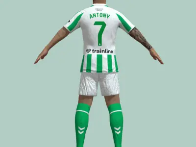 T-Pose Rigged Antony Real Betis 3D model