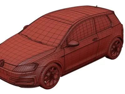 Small compact car unbranded 3D model