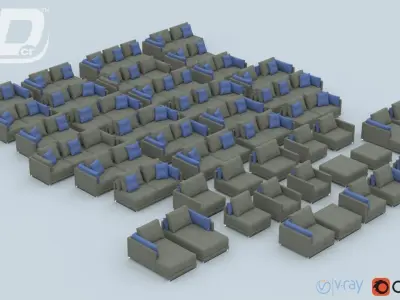 Oona Sofa Modular Set 3D model
