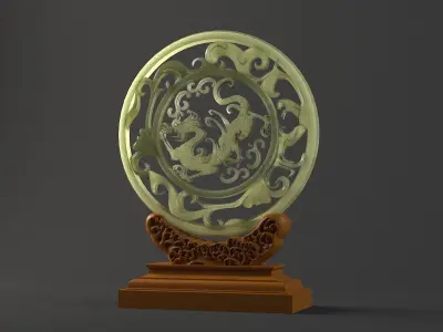 carved model jade seal panlong dragons sculpture  3D model
