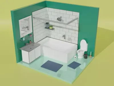 Bathroom isometric Low-poly 3D model