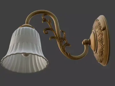 Elegant Brass Wall Lamp 3D Model 3D model