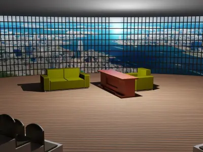 Talk Show Studio Low-poly 3D model