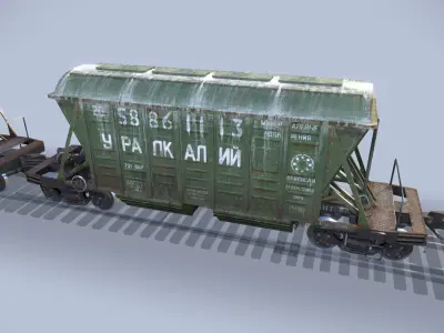 Railway Hopper Car vr1 Low-poly 3D model