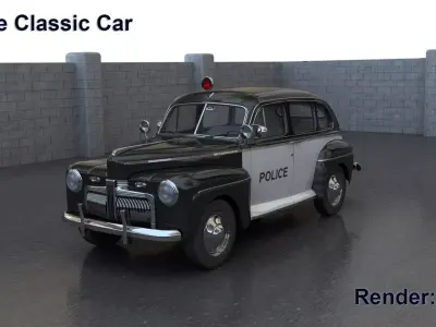 Police Classic Car 3D model