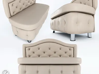 Quilted small sofa 3D model