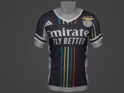 Benfica Football Jersey T-Shirt - Soccer Kit Low-poly 3D model