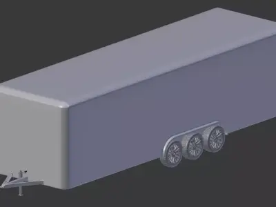 28 Foot Long Enclosed Car Trailer 3D model