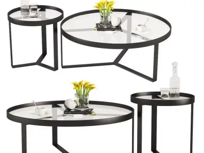 Aula Coffee Table Side Table Black and Gray 3D model