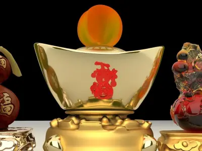 Chinese gold ingot 3D model